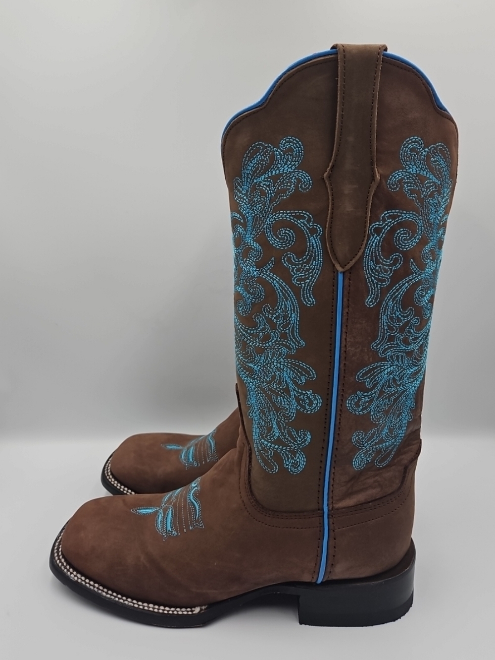 Ferrini Red and Brown Leather Cowboy Boots - Red Interior